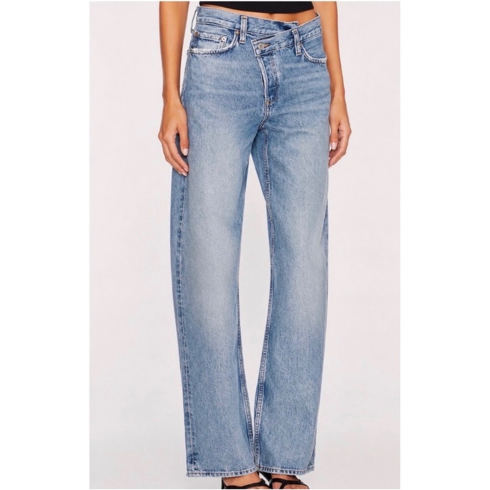 AGOLDE Criss Cross Wide Leg 100% Cotton Boho 90s Asymmetrical Light Jeans 25
